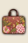 Shop_PickAleaf_Brown Blossom Wood Designer Laptop Bag _at_Aza_Fashions