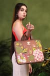 Buy_PickAleaf_Brown Blossom Wood Designer Laptop Bag _Online_at_Aza_Fashions