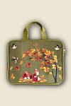 Shop_PickAleaf_Olive Green Autumn Whisper Laptop Bag _at_Aza_Fashions