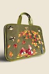 PickAleaf_Olive Green Autumn Whisper Laptop Bag _Online_at_Aza_Fashions