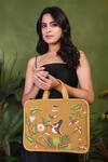 Buy_PickAleaf_Gold Flora Laptop Bag _at_Aza_Fashions