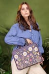 Buy_PickAleaf_Purple Daisy Dream Embroidered Laptop Bag _at_Aza_Fashions