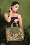 Buy_PickAleaf_Olive Green Waves Designer Laptop Bag _at_Aza_Fashions