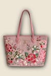 Shop_PickAleaf_Pink Embroidery Vegan Leather Tote Bag _at_Aza_Fashions