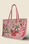 Shop_PickAleaf_Pink Embroidery Vegan Leather Tote Bag _Online_at_Aza_Fashions