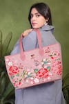 PickAleaf_Pink Embroidery Vegan Leather Tote Bag _Online