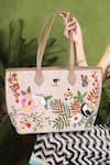 PickAleaf_Beige Embroidery Mystic Garden Tote Bag _at_Aza_Fashions