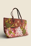 Shop_PickAleaf_Brown Embroidery Blossom Wood Tote Bag _at_Aza_Fashions