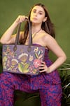 Buy_PickAleaf_Purple Embroidery Violet Valley Tote Bag _at_Aza_Fashions