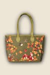 PickAleaf_Olive Green Embroidery Autumn Whisper Tote Bag _Online_at_Aza_Fashions