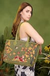 Buy_PickAleaf_Olive Green Embroidery Autumn Whisper Tote Bag _Online_at_Aza_Fashions