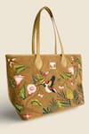 Shop_PickAleaf_Gold Embroidery Flora Tote Bag _at_Aza_Fashions