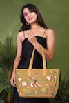 Buy_PickAleaf_Gold Embroidery Flora Tote Bag _at_Aza_Fashions