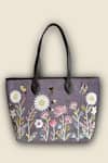 Shop_PickAleaf_Purple Embroidery Daisy Dream Tote Bag _at_Aza_Fashions
