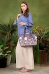 PickAleaf_Purple Embroidery Daisy Dream Tote Bag _at_Aza_Fashions