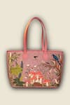 PickAleaf_Pink Embroidery Paradise Tote Bag _Online_at_Aza_Fashions