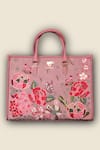 Shop_PickAleaf_Pink Embroidery Vegan Leather Shoulder Bag _at_Aza_Fashions