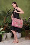 PickAleaf_Pink Embroidery Vegan Leather Shoulder Bag _at_Aza_Fashions