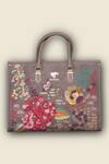 Shop_PickAleaf_Gray Embroidery Garden Grey Shoulder Bag _at_Aza_Fashions