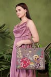 Buy_PickAleaf_Gray Embroidery Garden Grey Shoulder Bag _at_Aza_Fashions