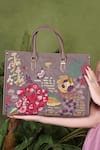 PickAleaf_Gray Embroidery Garden Grey Shoulder Bag _at_Aza_Fashions