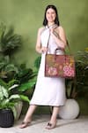 PickAleaf_Brown Embroidery Blossom Wood Shoulder Bag _Online_at_Aza_Fashions