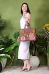 Buy_PickAleaf_Brown Embroidery Blossom Wood Shoulder Bag _Online_at_Aza_Fashions
