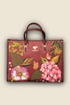 Shop_PickAleaf_Brown Embroidery Blossom Wood Shoulder Bag _at_Aza_Fashions