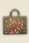 Shop_PickAleaf_Olive Green Embroidery Autumn Whisper Shoulder Bag _at_Aza_Fashions