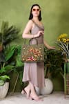 PickAleaf_Olive Green Embroidery Autumn Whisper Shoulder Bag _at_Aza_Fashions