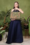 PickAleaf_Olive Green Embroidery Waves Shoulder Bag _at_Aza_Fashions