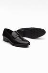 Buy_Dapper Shoes_Black Handmade Split Toe Penny Loafers _at_Aza_Fashions