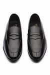 Dapper Shoes_Black Handmade Split Toe Penny Loafers _at_Aza_Fashions