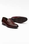 Buy_Dapper Shoes_Brown Handmade Split Toe Penny Loafers _at_Aza_Fashions