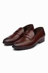 Shop_Dapper Shoes_Brown Handmade Split Toe Penny Loafers _at_Aza_Fashions
