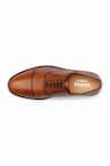 Dapper Shoes_Tan Cap Toe Oxford Distressed Patina Shoes _at_Aza_Fashions