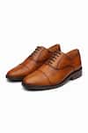 Shop_Dapper Shoes_Tan Cap Toe Oxford Distressed Patina Shoes _at_Aza_Fashions