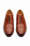 Dapper Shoes_Tan Cut Work Brown Full Brogue Wingtip Oxford Shoes _at_Aza_Fashions