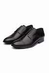 Shop_Dapper Shoes_Black Cap Toe Derby Shoes _at_Aza_Fashions