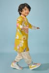 Joey & Pooh_Yellow Chanderi, Cotton, Viscose Embroidery Designer Kurta Set _Online_at_Aza_Fashions