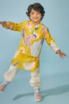 Shop_Joey & Pooh_Yellow Chanderi, Cotton, Viscose Embroidery Designer Kurta Set _Online_at_Aza_Fashions