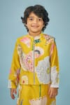 Joey & Pooh_Yellow Chanderi, Cotton, Viscose Embroidery Designer Kurta Set _at_Aza_Fashions