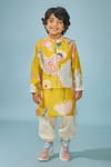 Buy_Joey & Pooh_Yellow Chanderi, Cotton, Viscose Embroidery Designer Kurta Set _at_Aza_Fashions