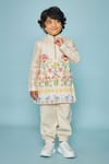Buy_Joey & Pooh_Off White Chanderi, Cotton, Viscose Fabric Flowers Designer Kurta Set _at_Aza_Fashions