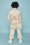 Shop_Joey & Pooh_Off White Chanderi, Cotton, Viscose Fabric Flowers Designer Kurta Set _at_Aza_Fashions