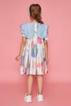 Shop_Joey & Pooh_White Cotton, Chanderi Ruffles, Embroidery Floral Print Dress _at_Aza_Fashions