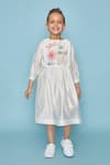 Buy_Joey & Pooh_White Chanderi, Shantoon Embroidery Dress _at_Aza_Fashions