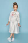 Joey & Pooh_White Chanderi, Shantoon Embroidery Dress _at_Aza_Fashions