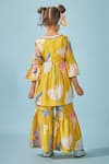 Shop_Joey & Pooh_Yellow Cotton, Chanderi Tassels Floral Print Tunic And Sharara Set _at_Aza_Fashions