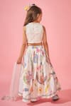 Shop_Joey & Pooh_White Cotton, Chanderi, Viscose, Shantoon Embroidery, Floral Lehenga Set _at_Aza_Fashions